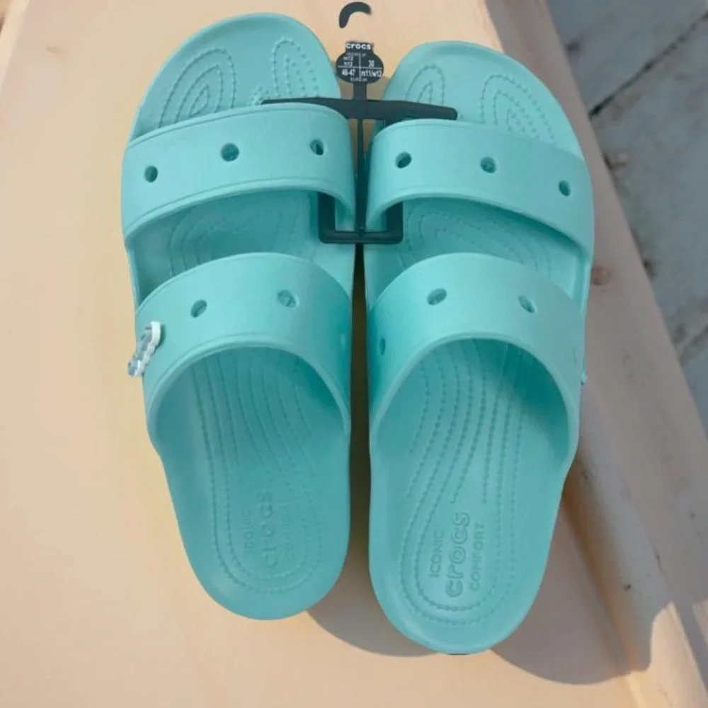 New Crocs Men’s Iconic Comfort Classic Sandal Slide Pure Water Blue Size 12 - Picture 5 of 7